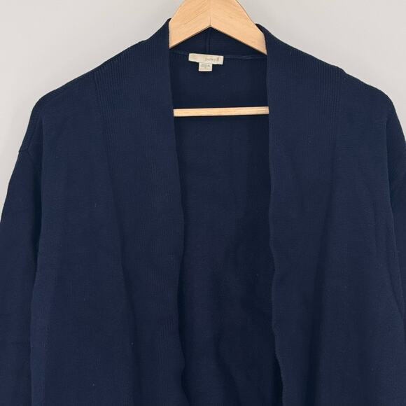 J.Jill Navy Blue Open Front Knit Sweater Cardigan Sz S Cottagecore Minimalist - Picture 2 of 6